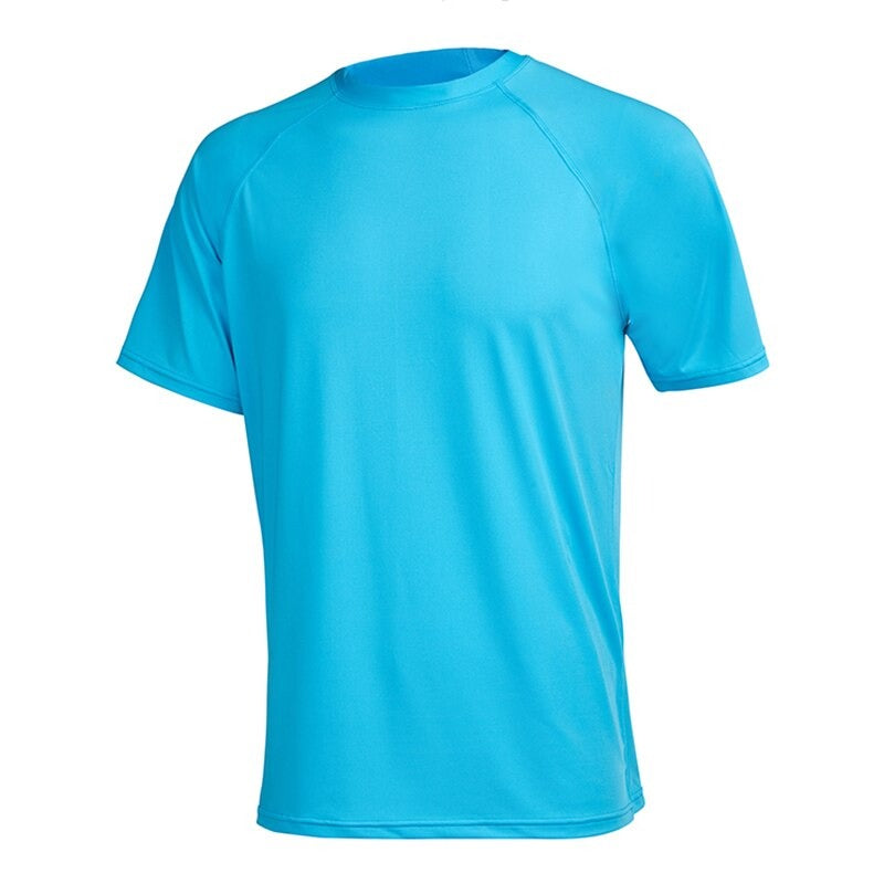 Men's Sky Blue Short Sleeve Sports Quick-Dry T-Shirt-Waves And Trunks