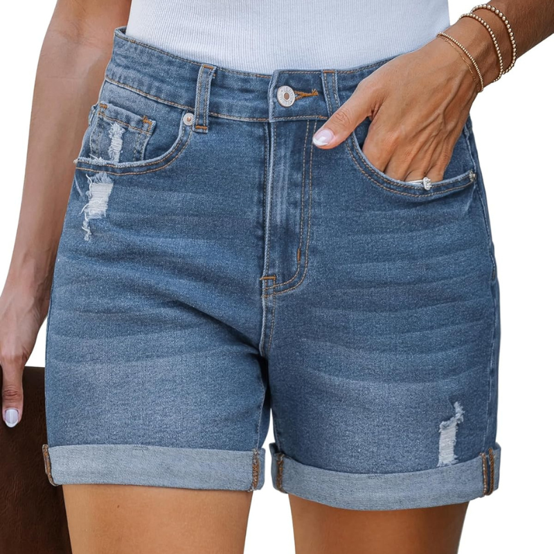 Stretchy Ripped Denim Shorts – Comfortable and Functional-Waves And Trunks
