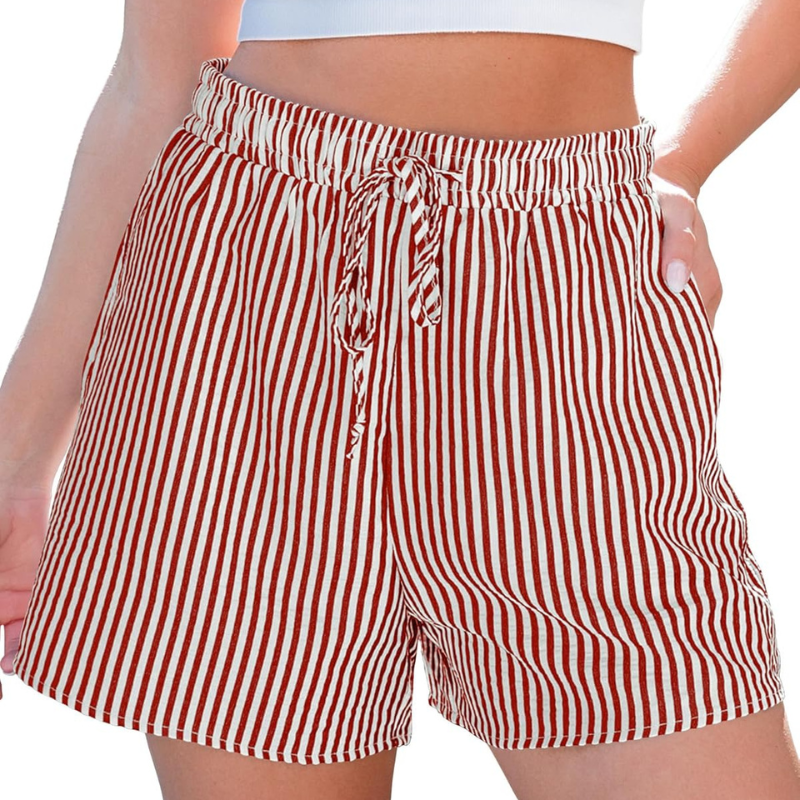 Striped Shorts Drawstring Pockets – Comfortable  and Versatile-Waves And Trunks