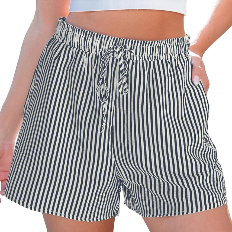 Striped Shorts Drawstring Pockets – Comfortable  and Versatile-Waves And Trunks