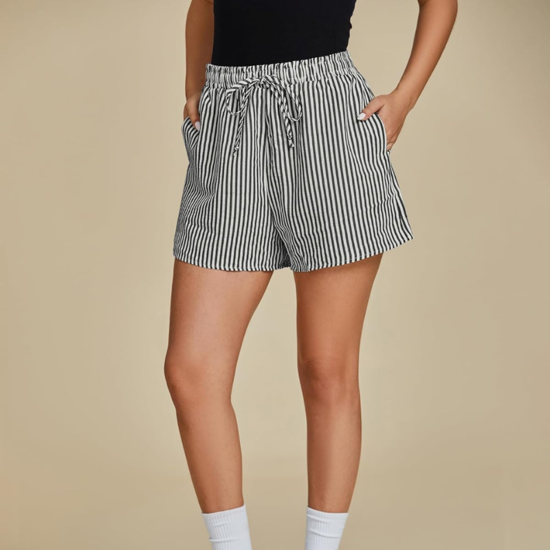 Striped Shorts Drawstring Pockets – Comfortable  and Versatile-Waves And Trunks