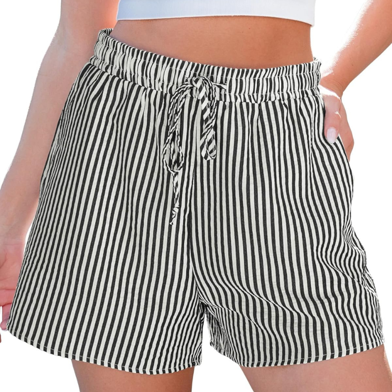 Striped Shorts Drawstring Pockets – Comfortable  and Versatile-Waves And Trunks