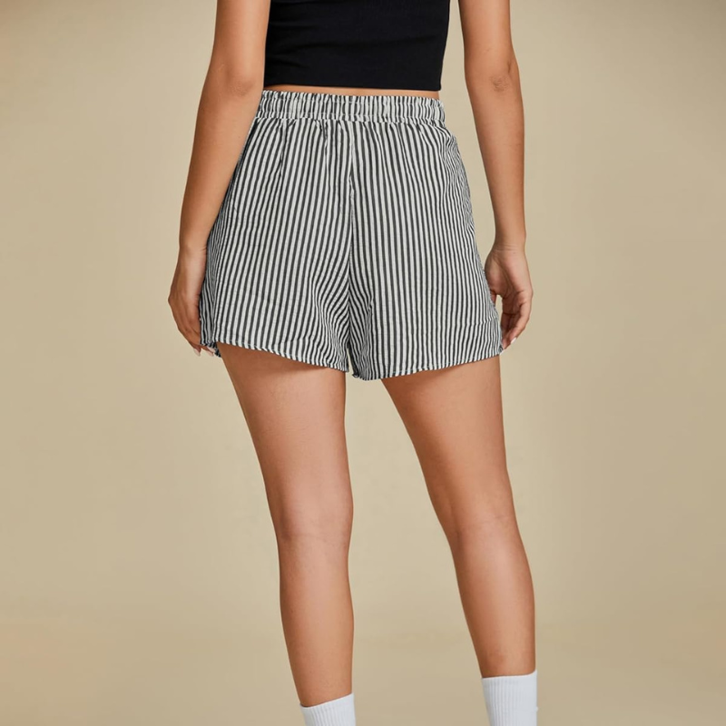 Striped Shorts Drawstring Pockets – Comfortable  and Versatile-Waves And Trunks