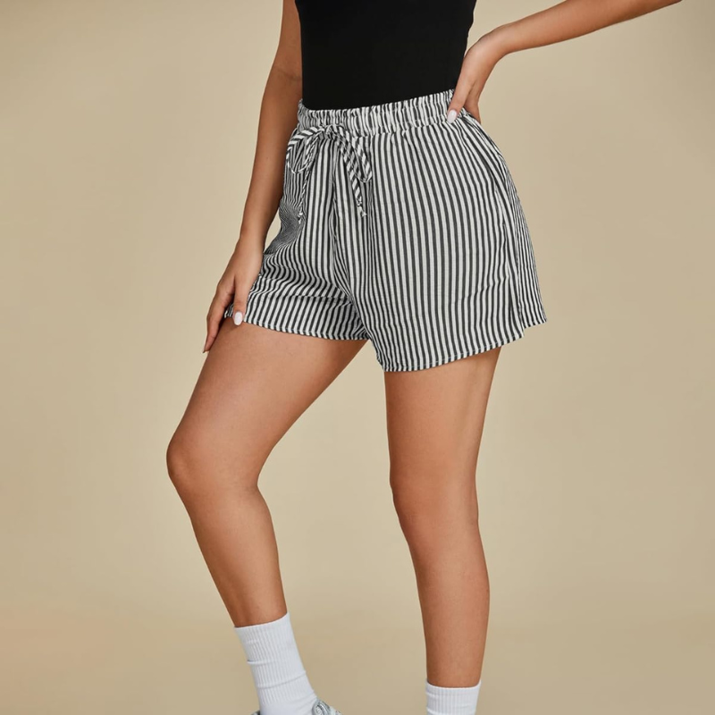 Striped Shorts Drawstring Pockets – Comfortable  and Versatile-Waves And Trunks
