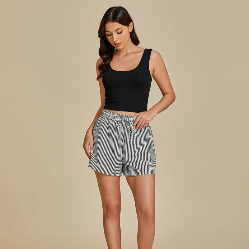 Striped Shorts Drawstring Pockets – Comfortable  and Versatile-Waves And Trunks