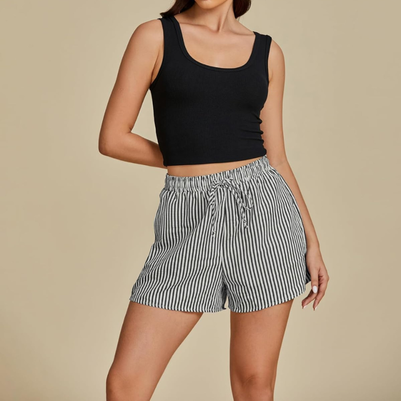Striped Shorts Drawstring Pockets – Comfortable  and Versatile-Waves And Trunks