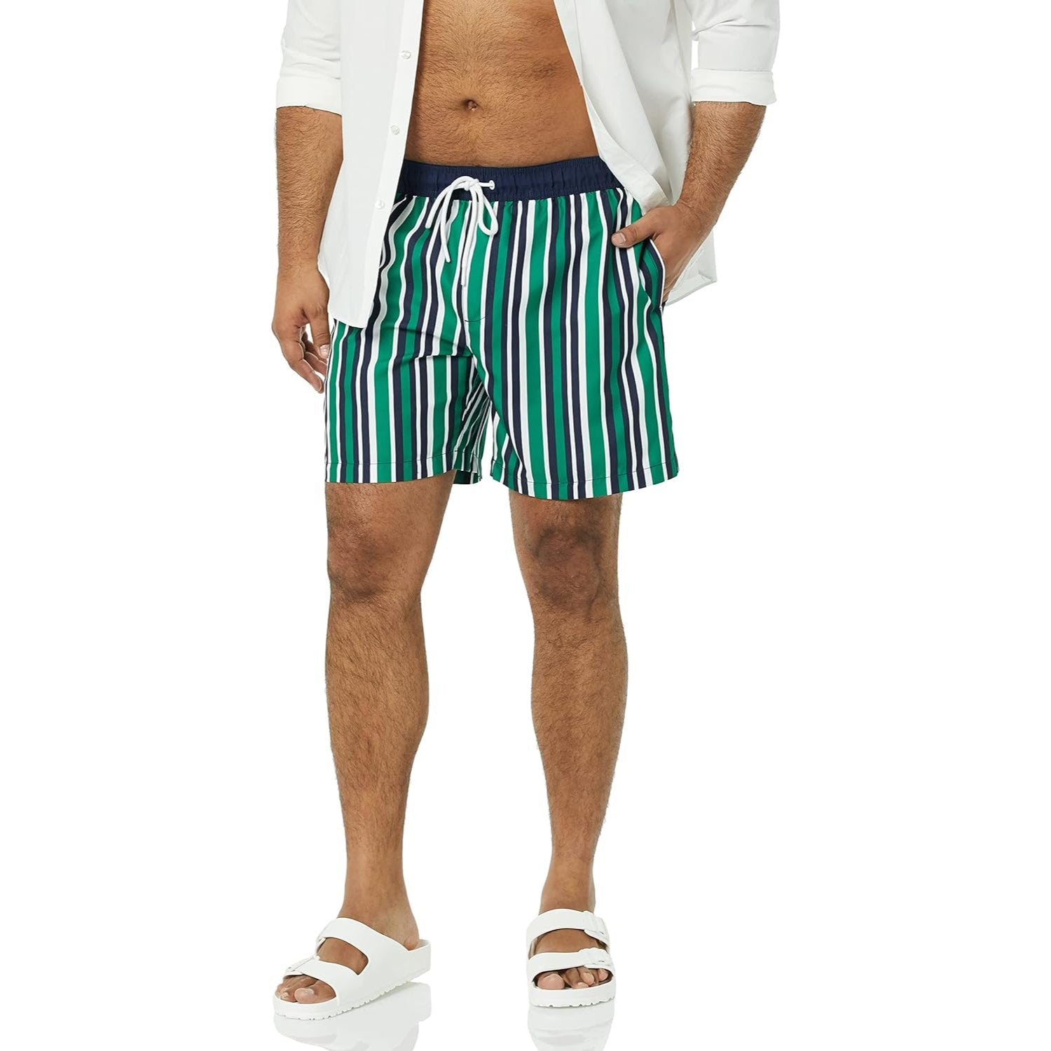 Swim Trunks With Adjustable Drawstring-Waves And Trunks