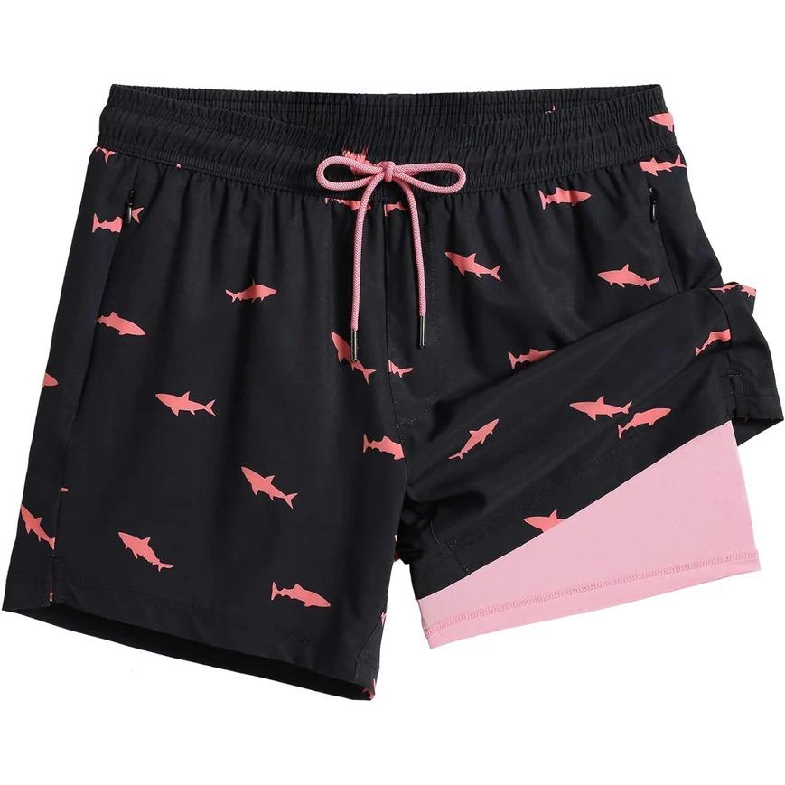 Swim Trunks With Compression Liner-Waves And Trunks