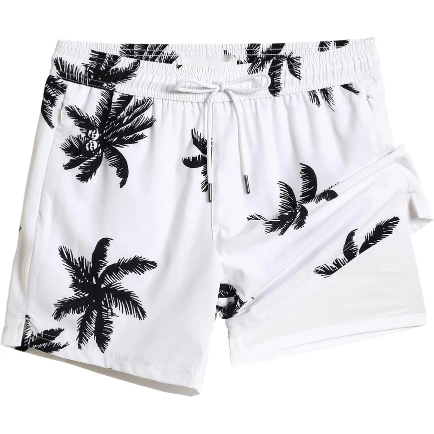Swim Trunks With Compression Liner-Waves And Trunks