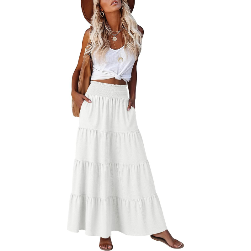 Casual Maxi Summer Beach Tiered Skirts For Women