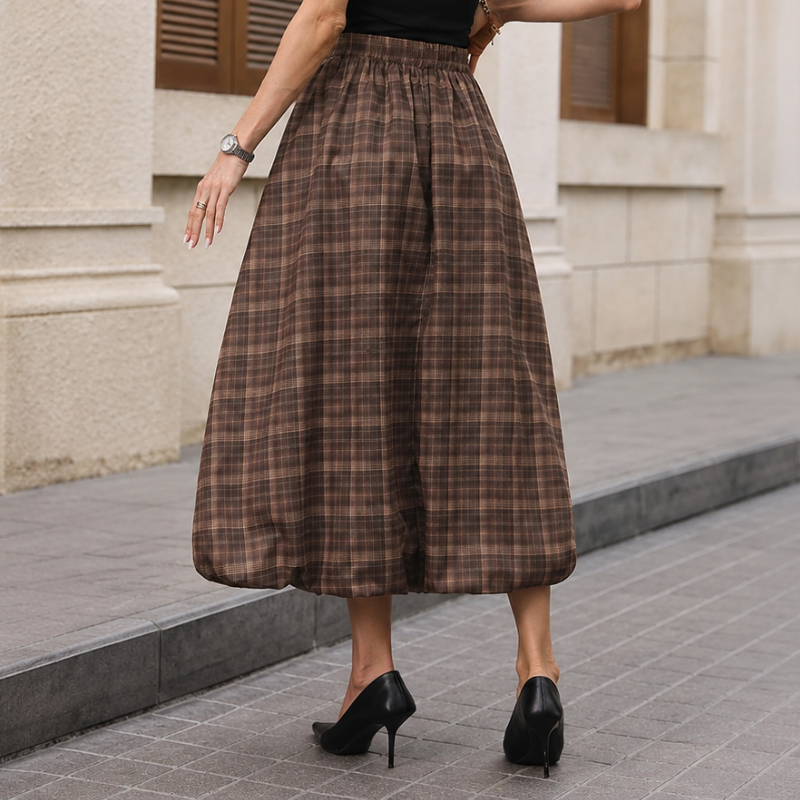 Flowy Bubble Style Maxi Skirt With Elastic For Women