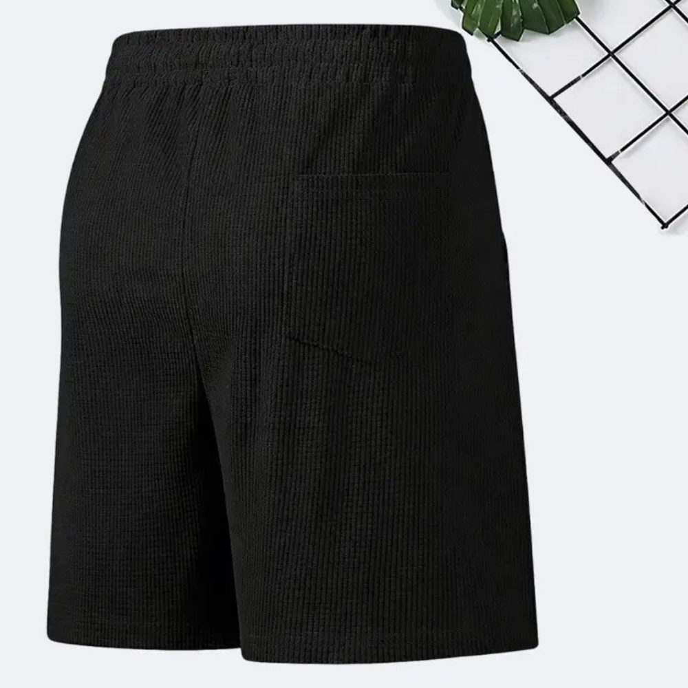 Loose Fit Textured Casual Shorts With Drawstring For Men
