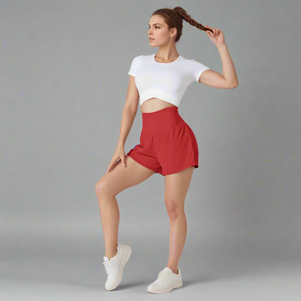 Super High Waisted Back Pocket & Side Hidden Pocket 2-in-1 Yoga Shorts 3 Inches