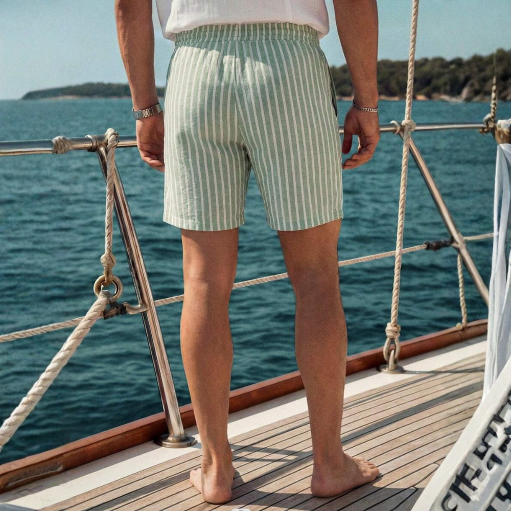  Button Up Vertical Stripe Soft And Airy Shorts For Men