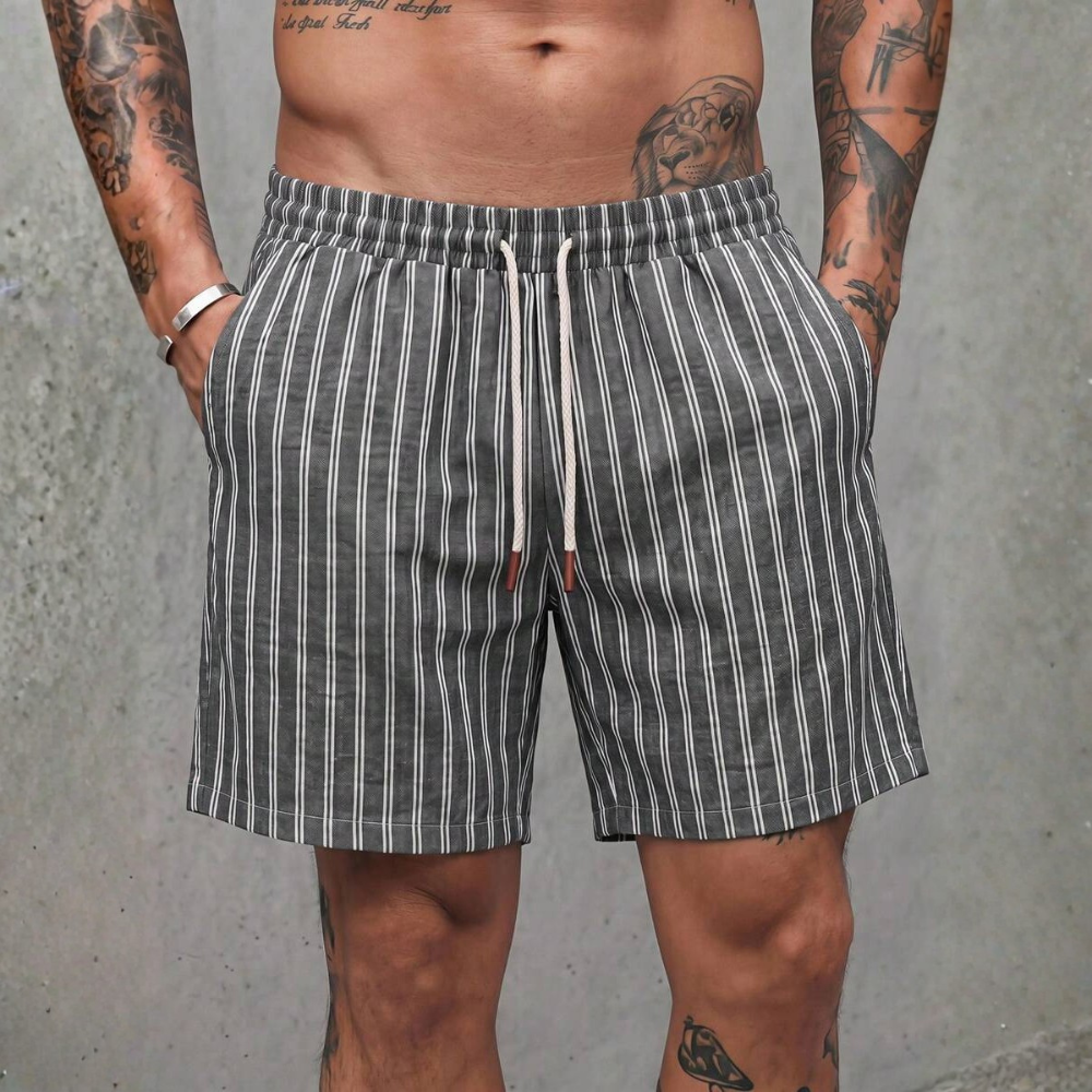  Button Up Vertical Stripe Soft And Airy Shorts For Men