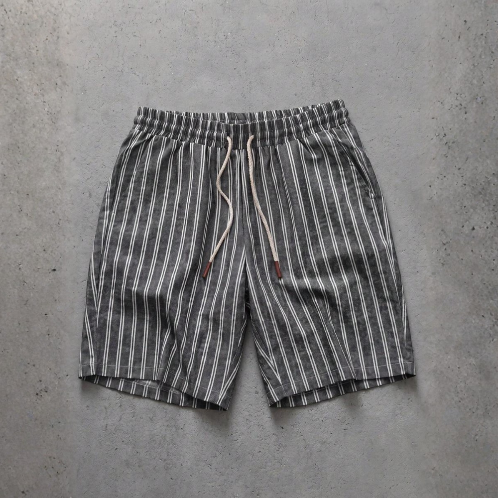 Button Up Vertical Stripe Soft And Airy Shorts For Men