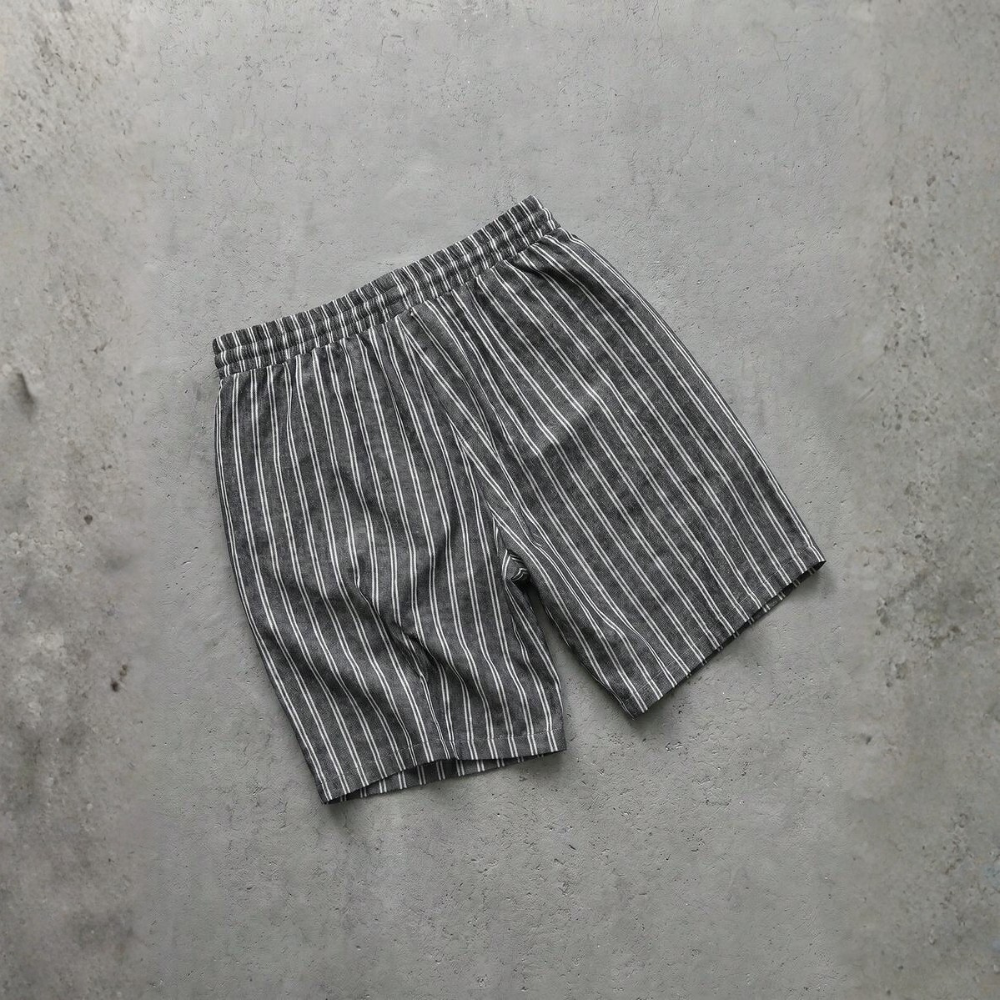  Button Up Vertical Stripe Soft And Airy Shorts For Men