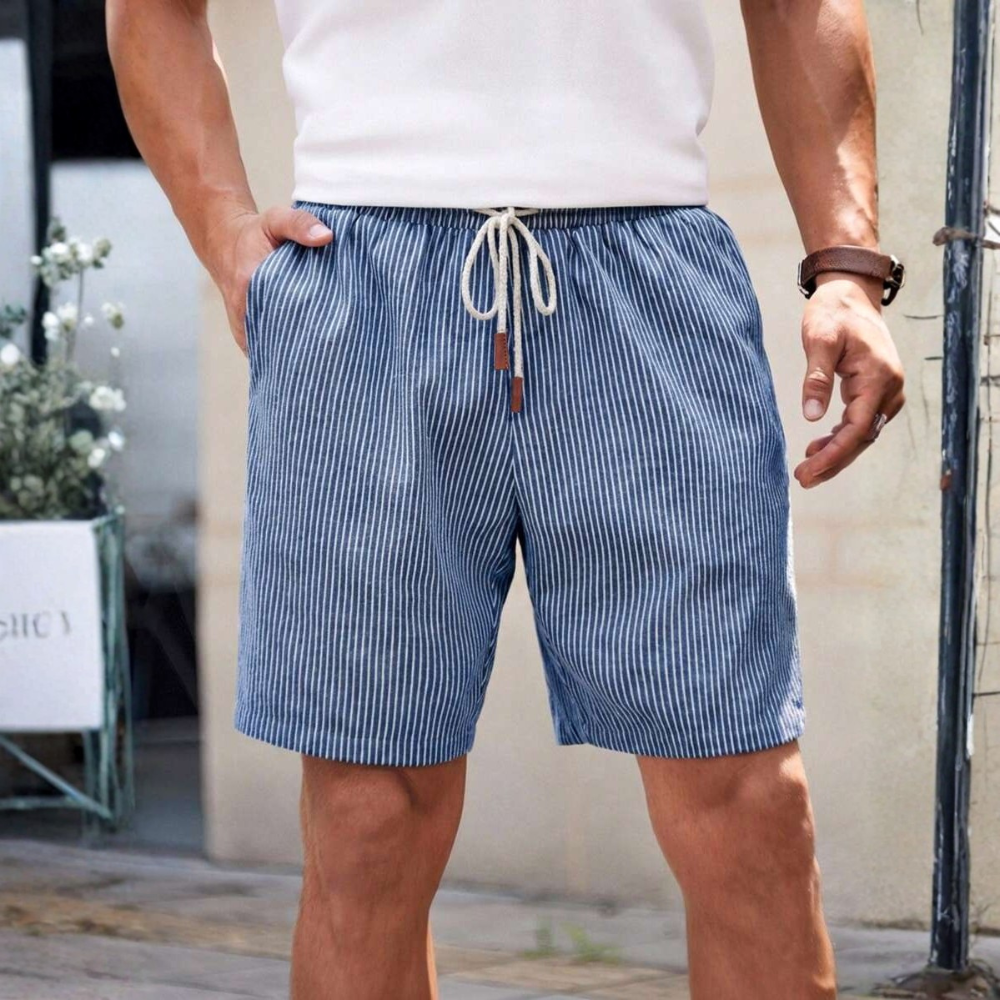  Button Up Vertical Stripe Soft And Airy Shorts For Men