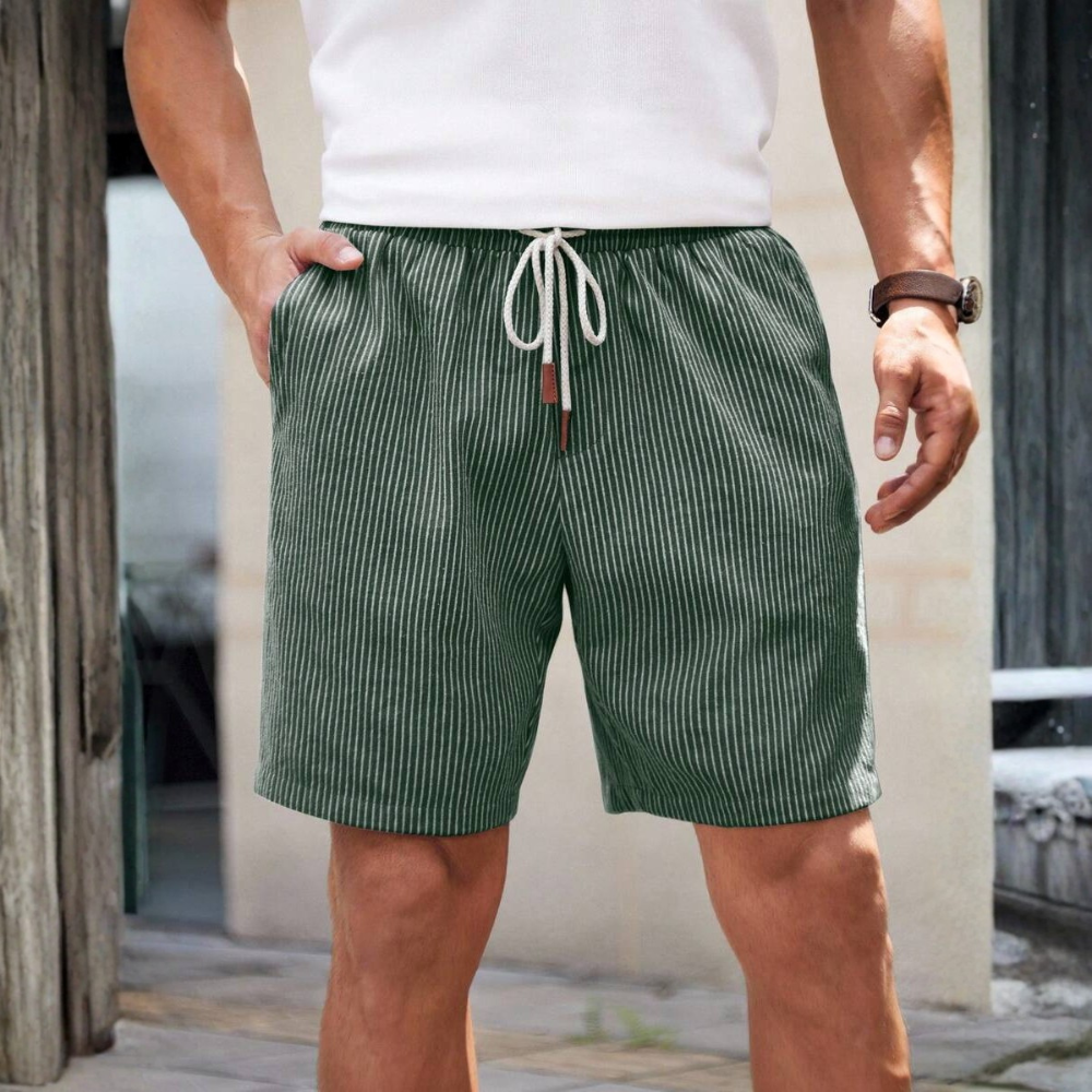  Button Up Vertical Stripe Soft And Airy Shorts For Men