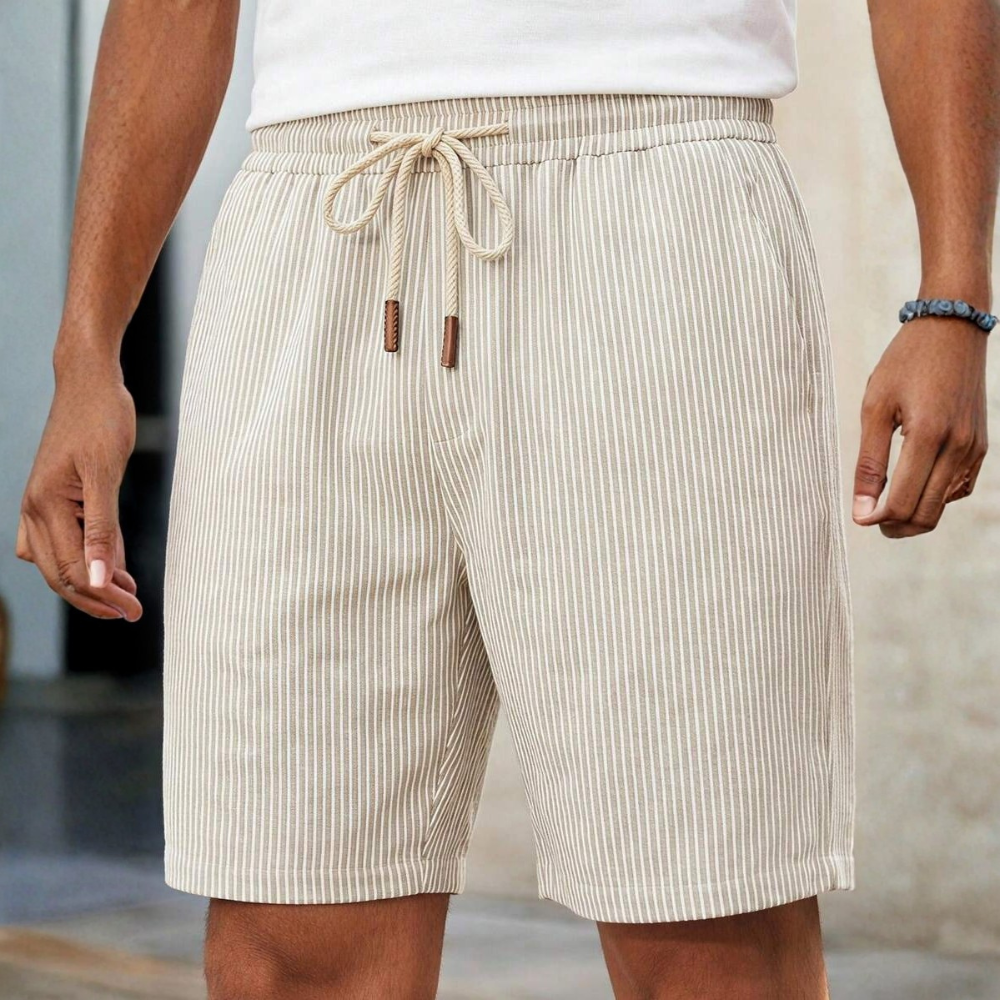  Button Up Vertical Stripe Soft And Airy Shorts For Men