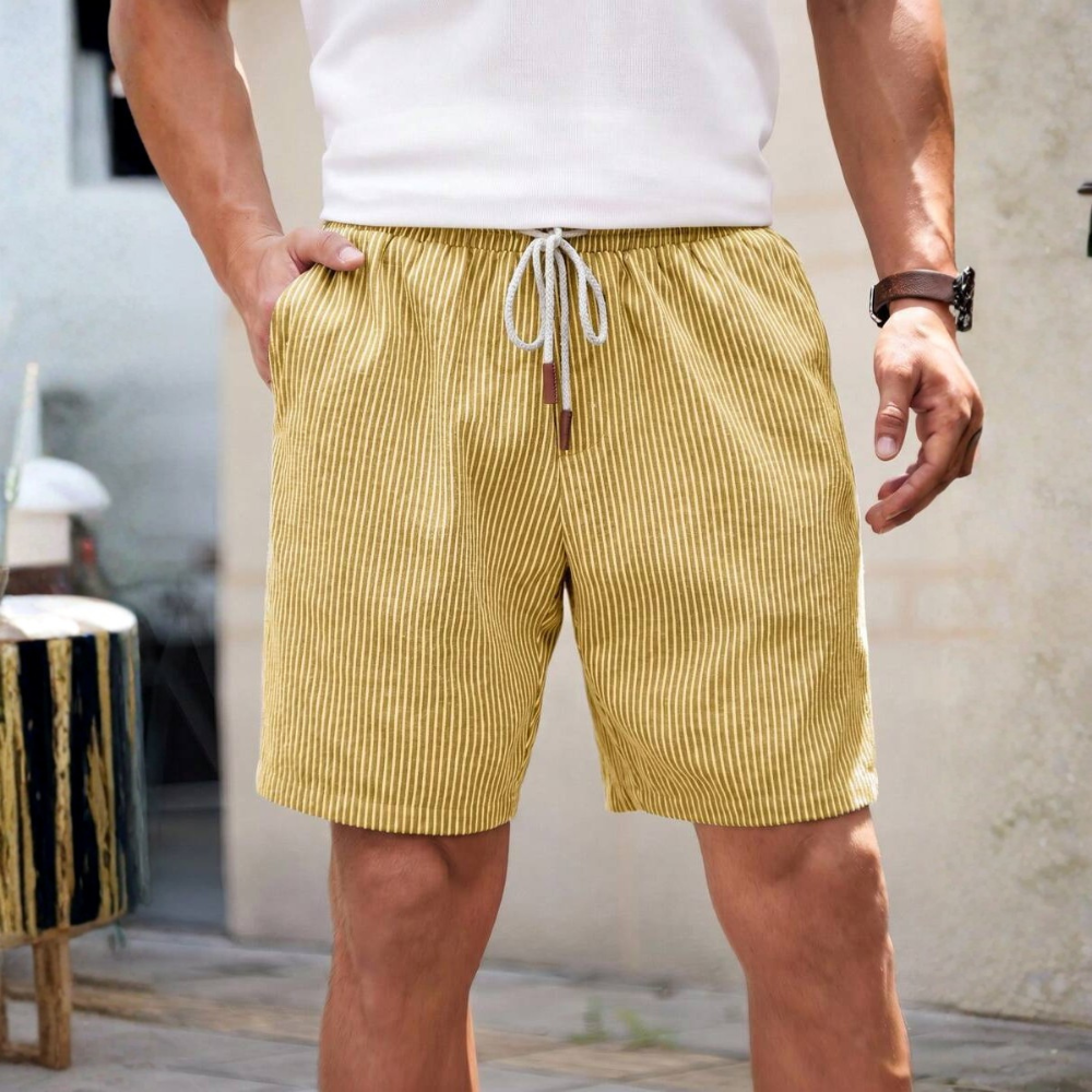  Button Up Vertical Stripe Soft And Airy Shorts For Men
