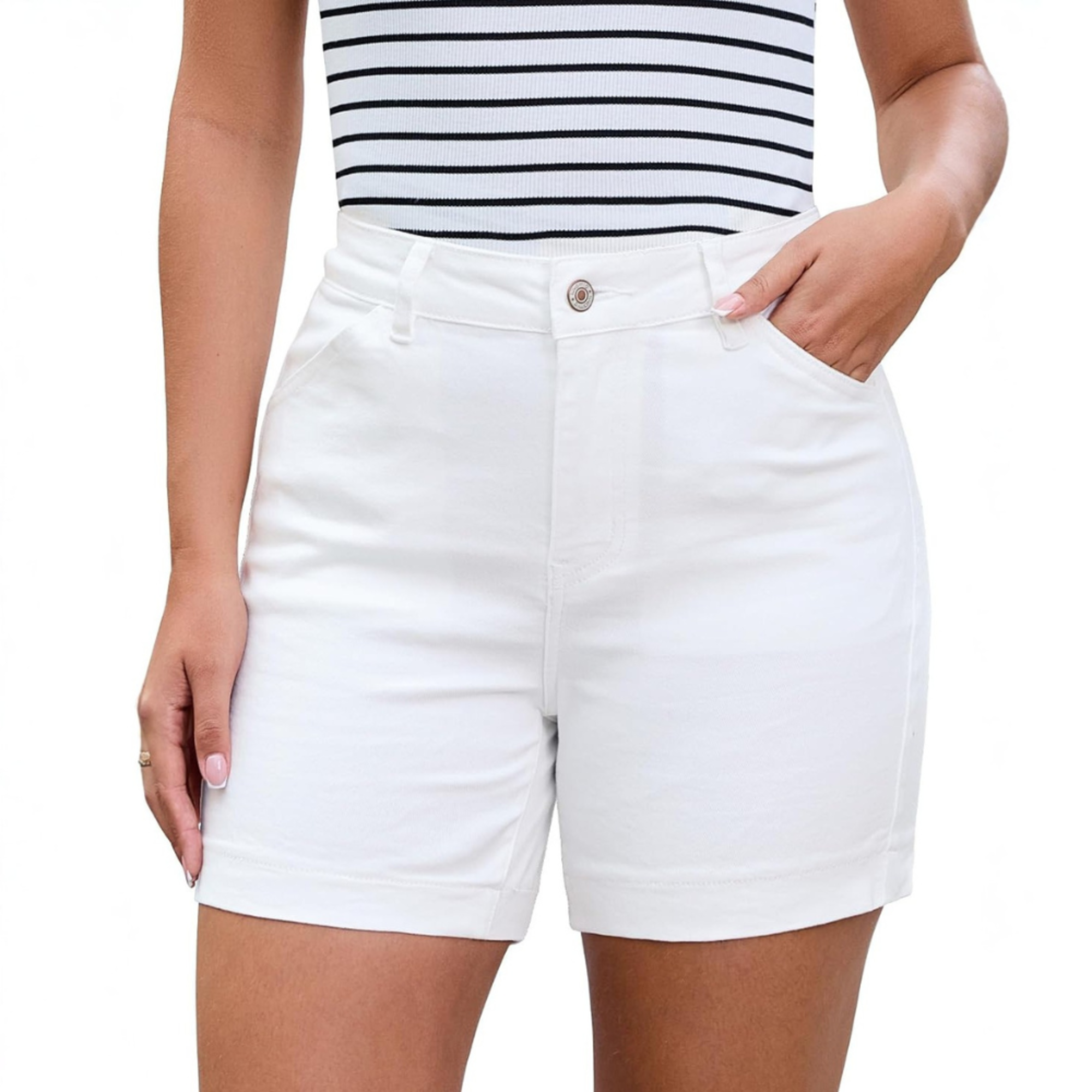 Casual Stretchy Summer Shorts With Pockets 