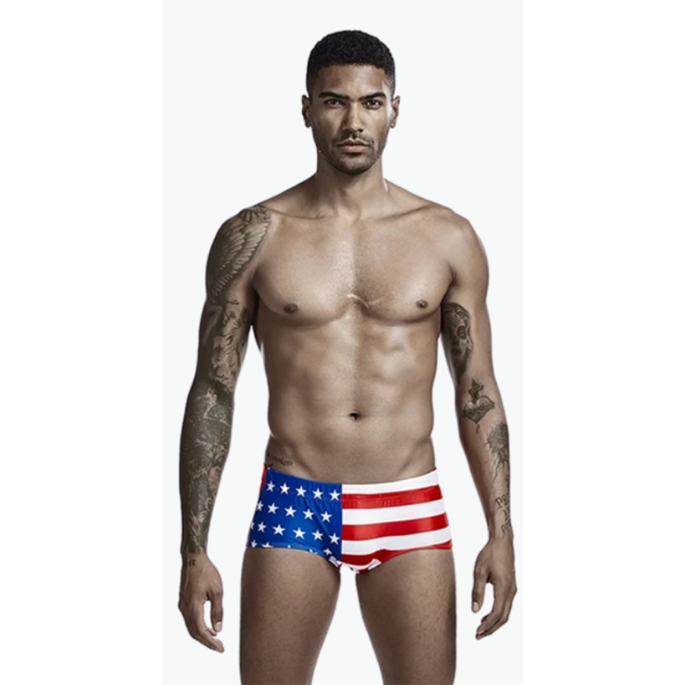 USA Flag String Summer Brief-Waves And Trunks