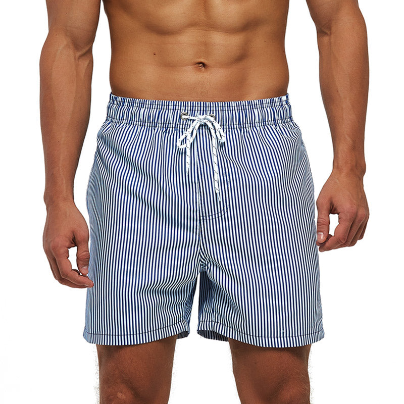 Vertical Striped Draw String Swim Shorts-Waves And Trunks