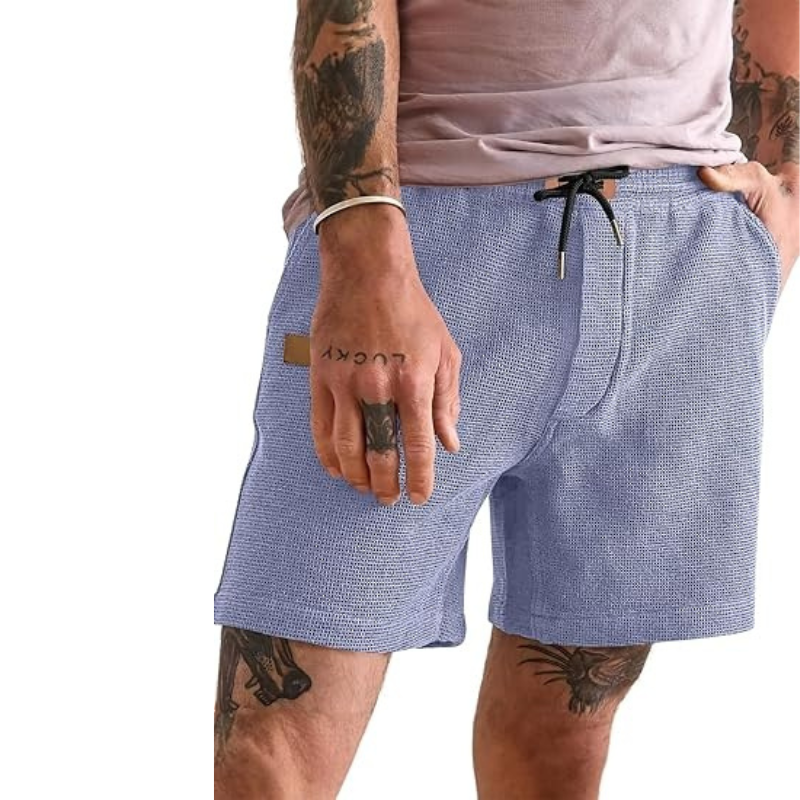 Waffle Knit Summer Shorts With Drawstring And Pockets-Waves And Trunks