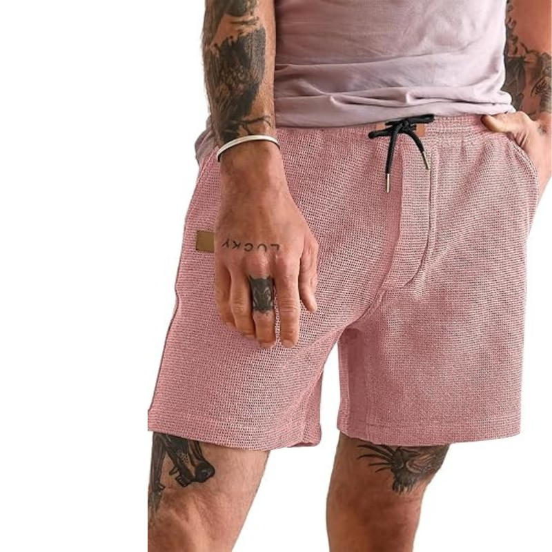 Waffle Knit Summer Shorts With Drawstring And Pockets-Waves And Trunks