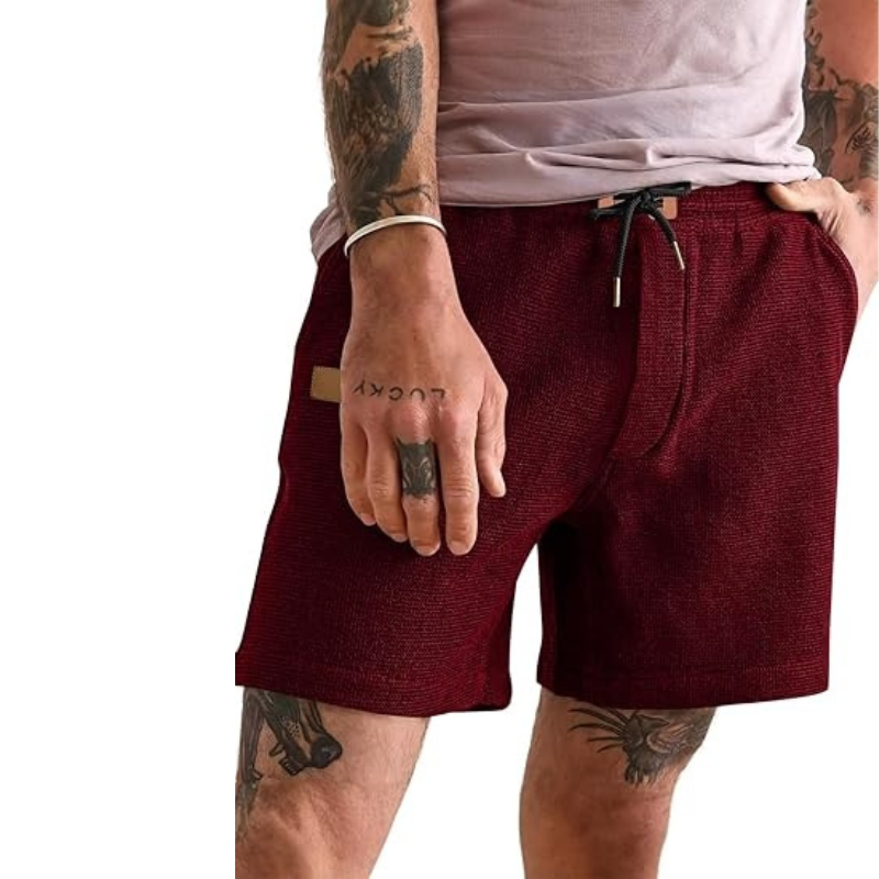 Waffle Knit Summer Shorts With Drawstring And Pockets-Waves And Trunks