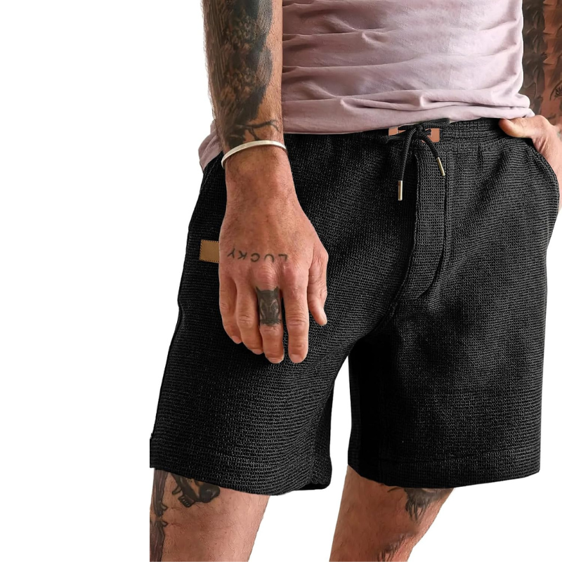 Waffle Texture Shorts – Adjustable Fit with Secure Pockets-Waves And Trunks
