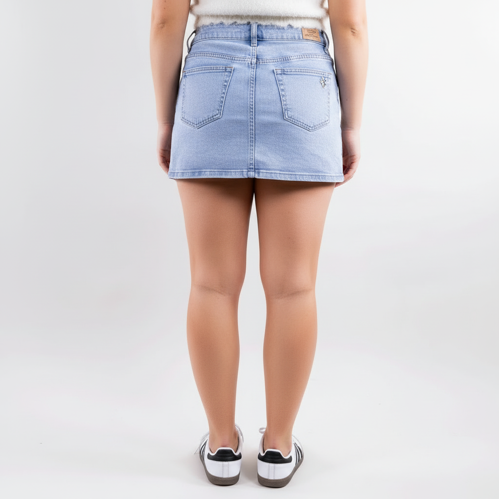 Casual High Rise Denim Mini Skort For Women
