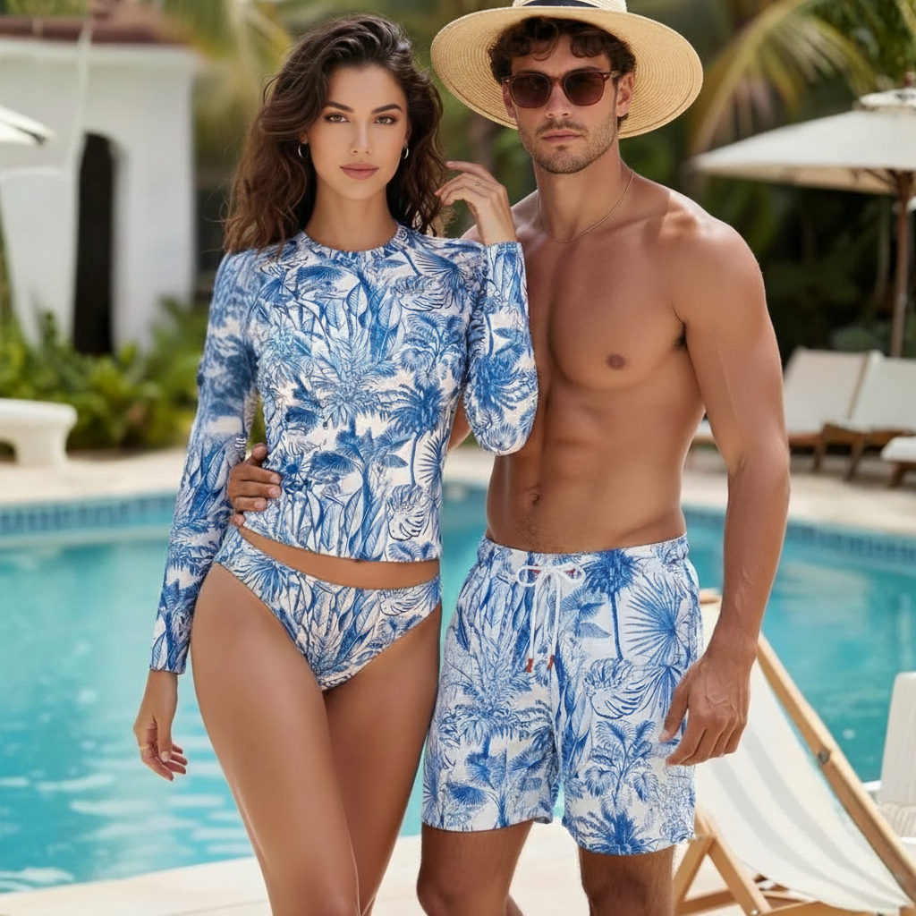 Beach Shorts With Floral Print Design And Pocket For Men