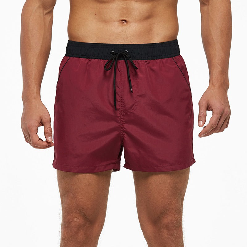 Men's Wine Color Swim Trunks Shorts-Waves And Trunks