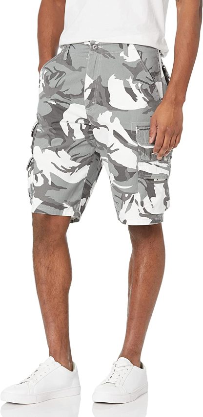 Camo Print Fit Cargo Shorts-Waves And Trunks