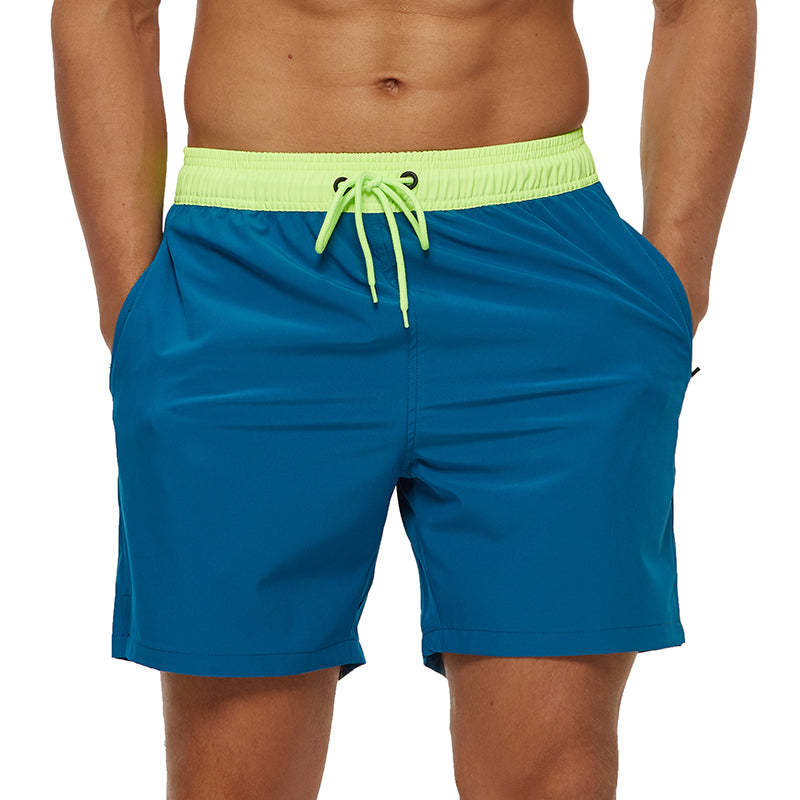 Peacock Blue with Neon Band String Swim Shorts-Waves And Trunks