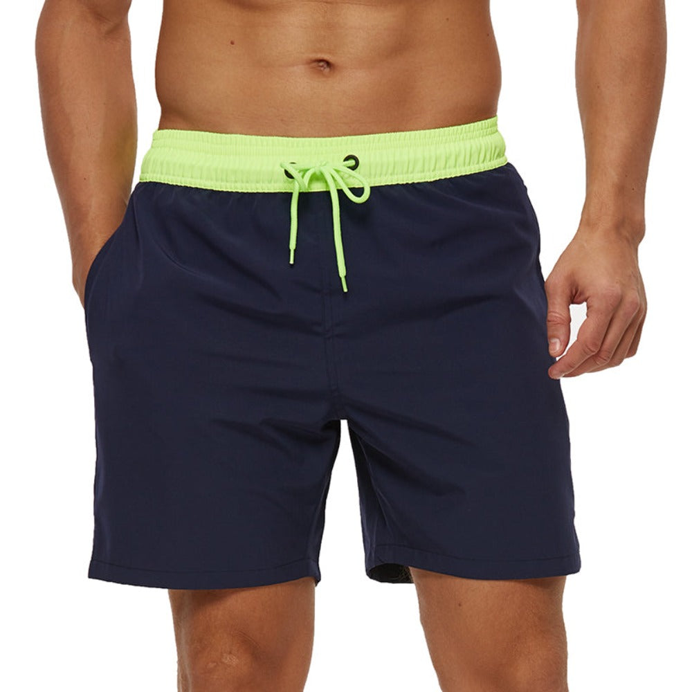 Dark Navy with Neon Band String Swim Shorts-Waves And Trunks