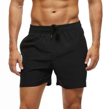Black Solids String Swim Shorts-Waves And Trunks