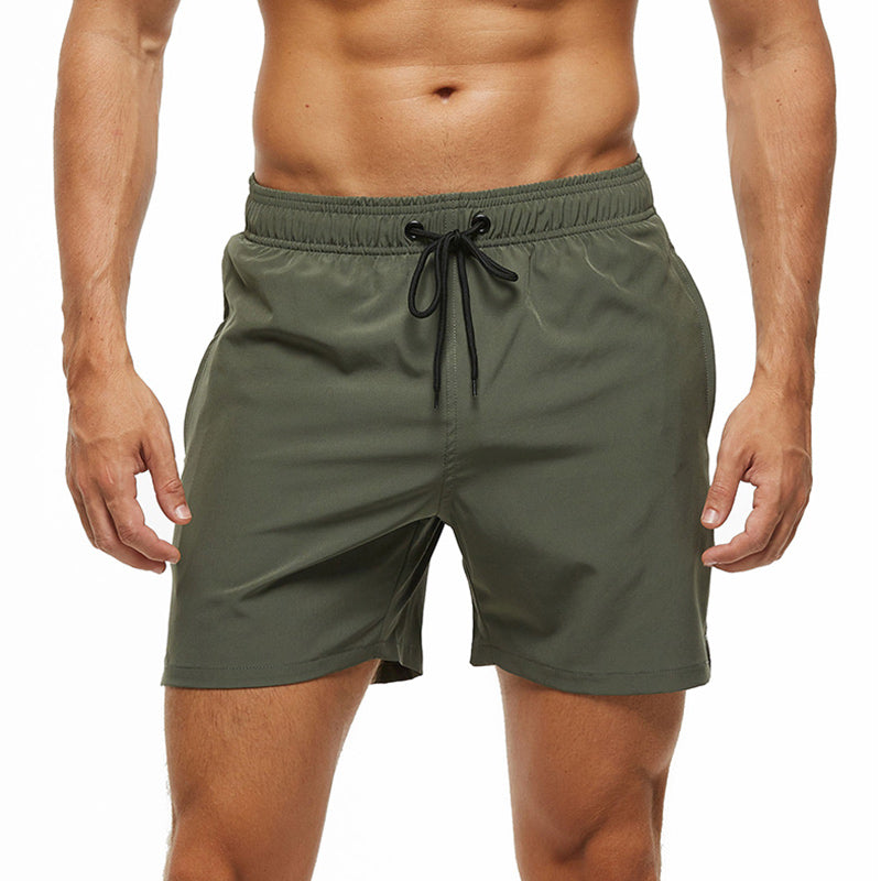 Army Green String Swim Shorts-Waves And Trunks