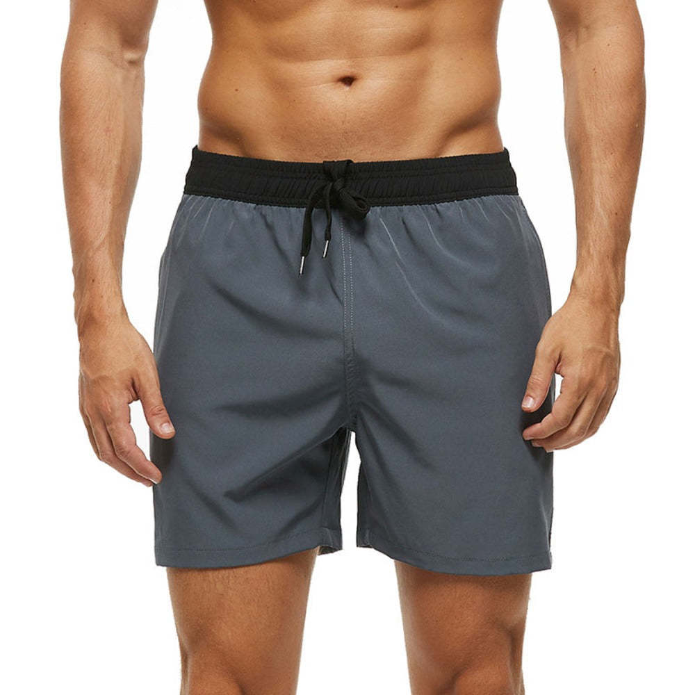 Grey and Black Draw String Swim Shorts-Waves And Trunks