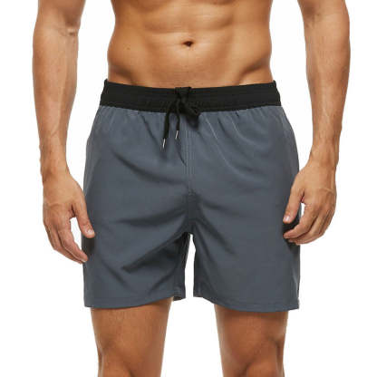 Grey and Black Draw String Swim Shorts-Waves And Trunks