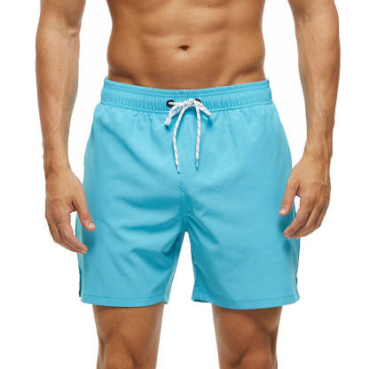 Baby Blue Draw String Swim Shorts-Waves And Trunks