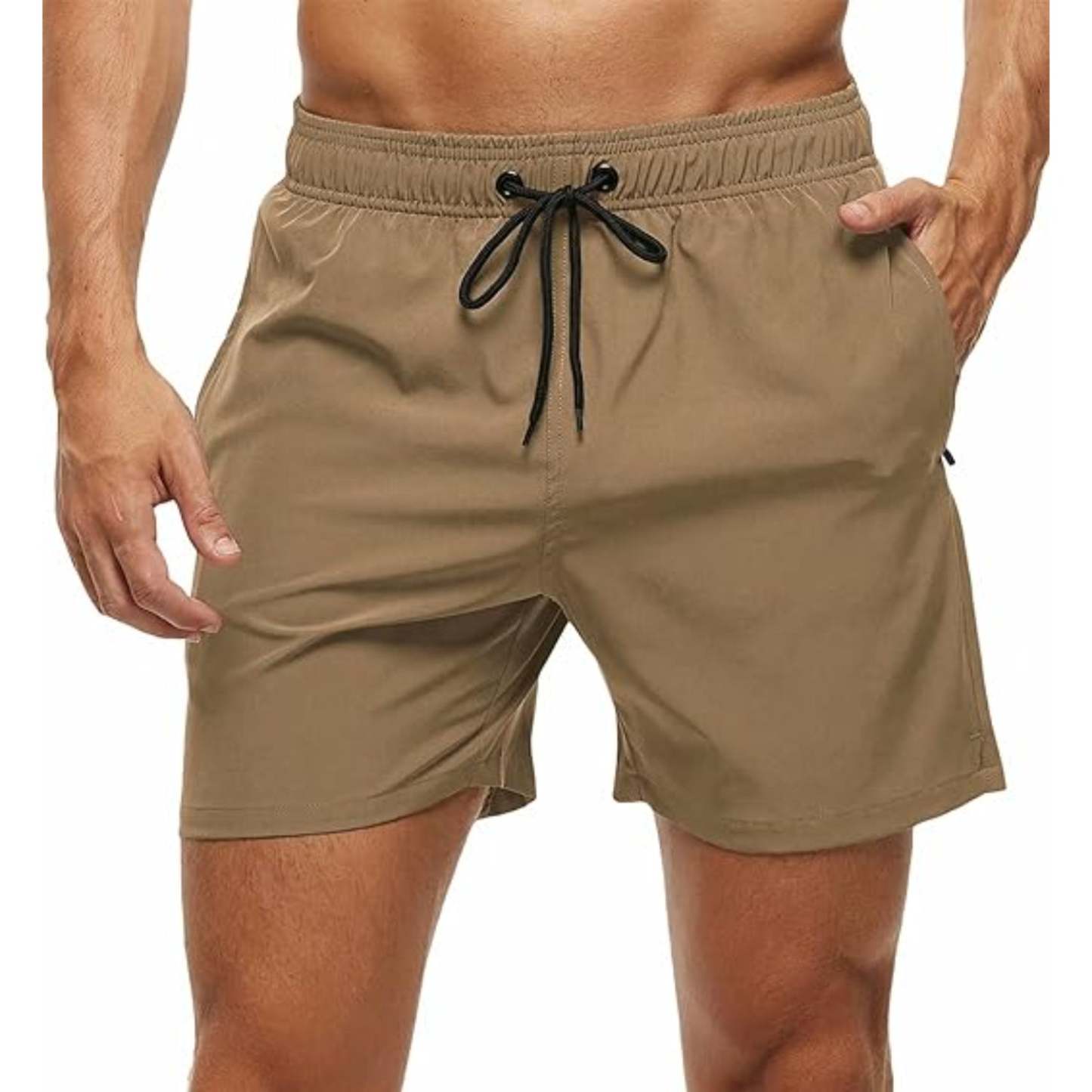 Zipper Pockets With Stretchable Swim Shorts-Waves And Trunks
