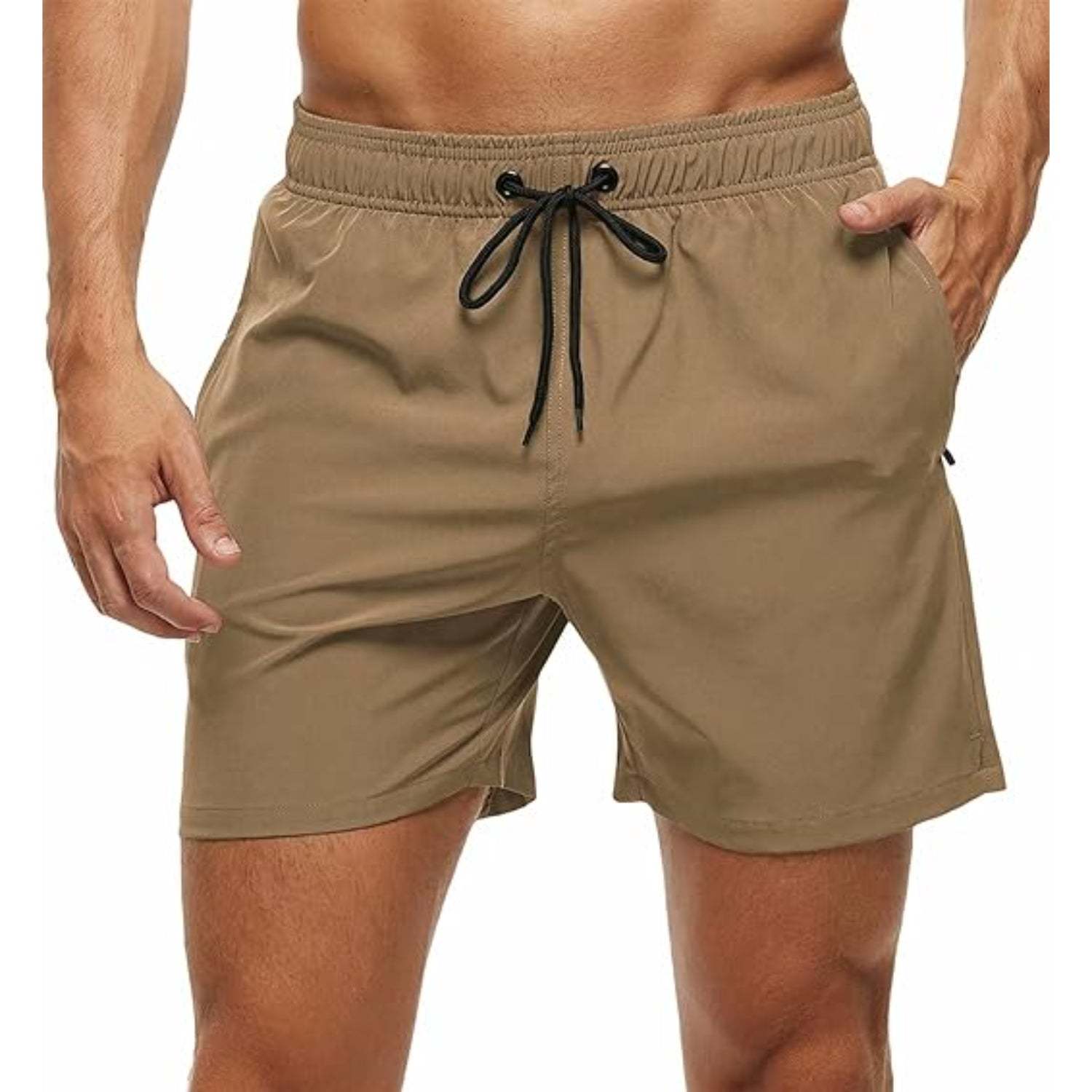 Zipper Pockets With Stretchable Swim Shorts-Waves And Trunks
