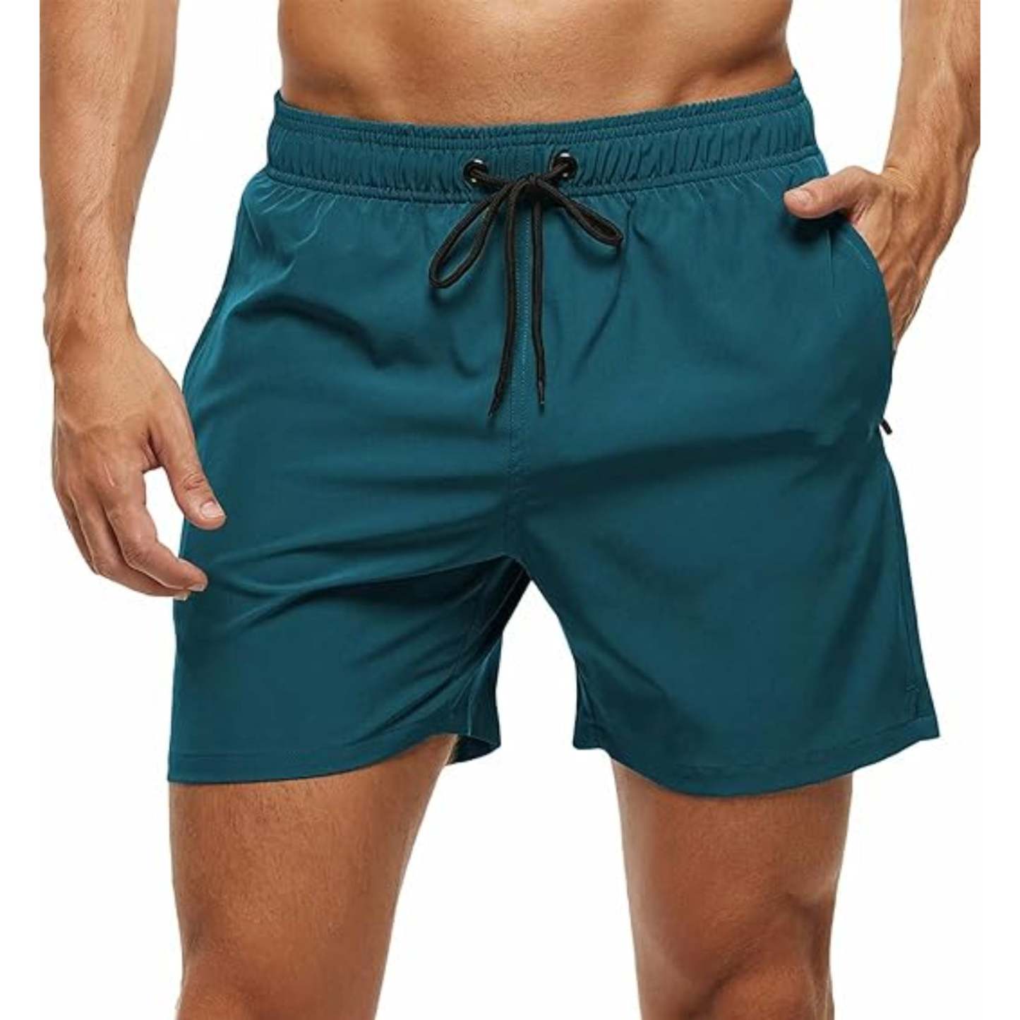 Zipper Pockets With Stretchable Swim Shorts-Waves And Trunks