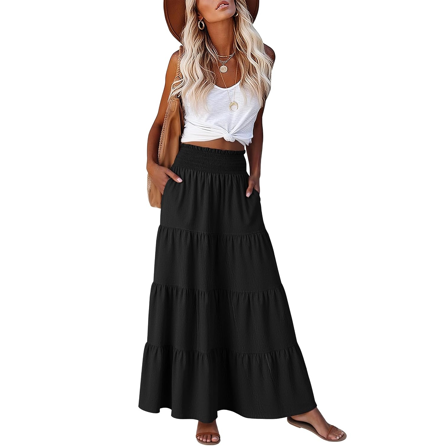 Casual Maxi Summer Beach Tiered Skirts For Women