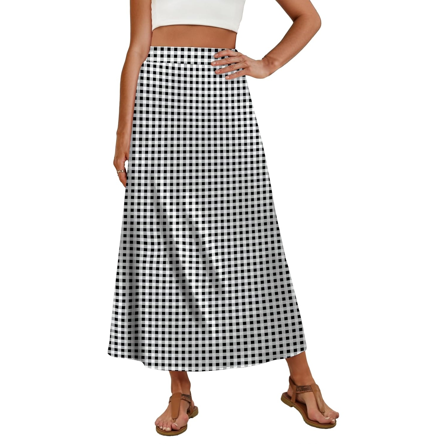Casual Stretch Maxi Skirt With Pocket For Women