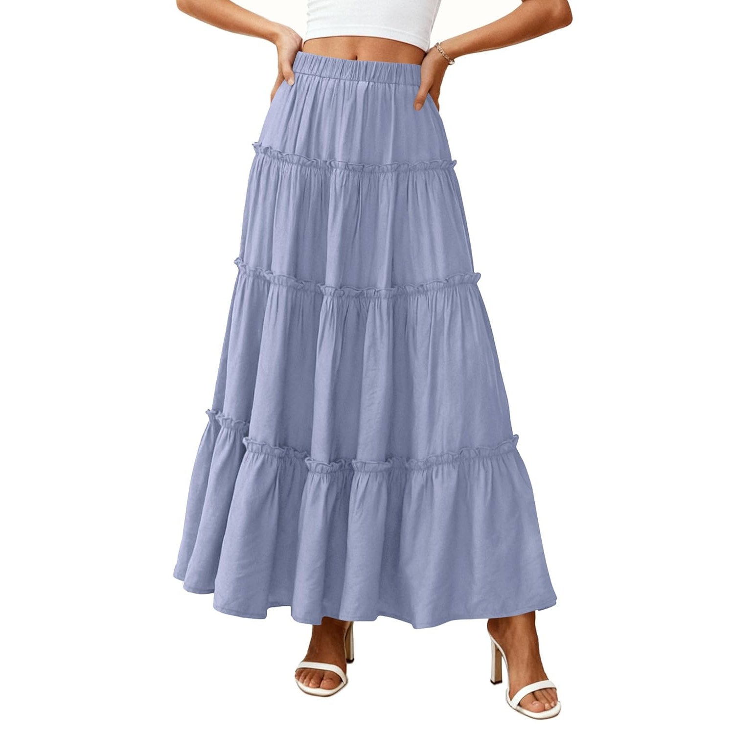 Long Flowy A Line Tiered Boho Skirt For Women