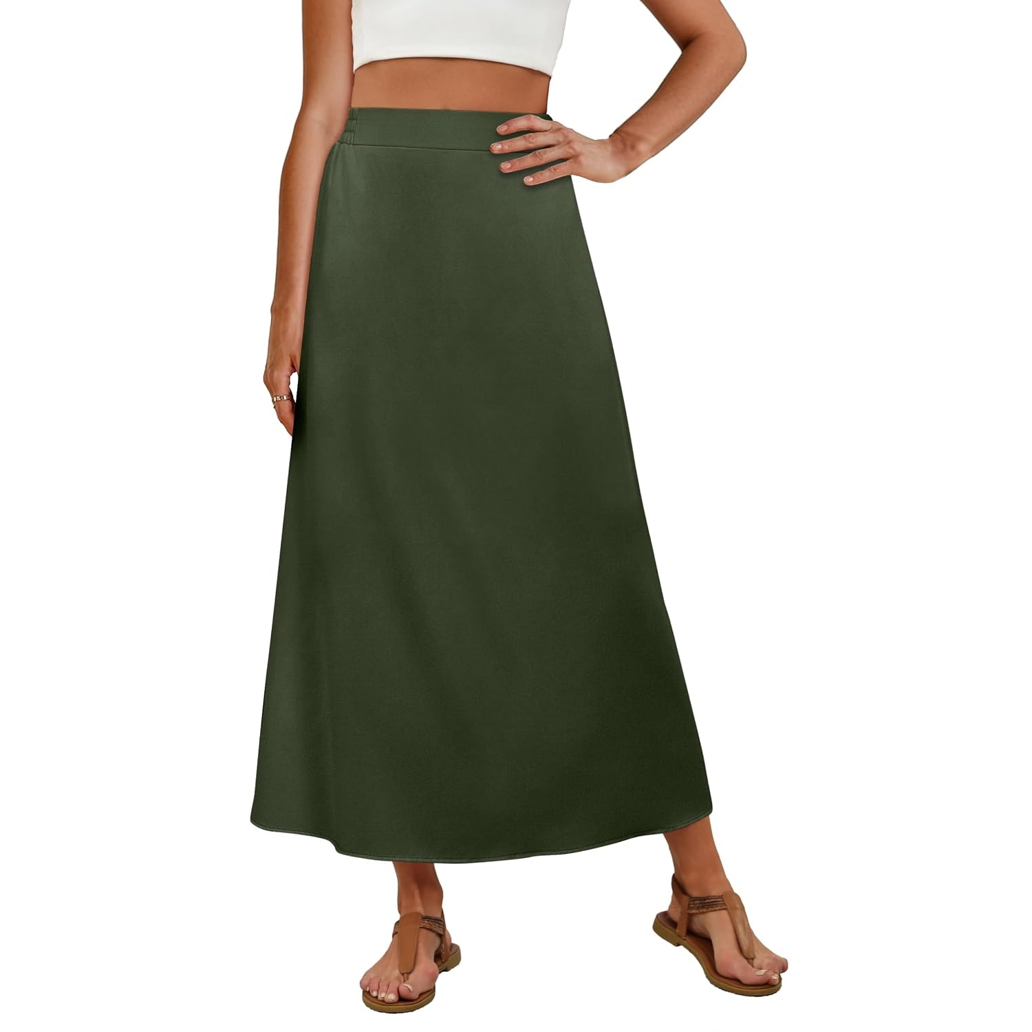 Casual Stretch Maxi Skirt With Pocket For Women